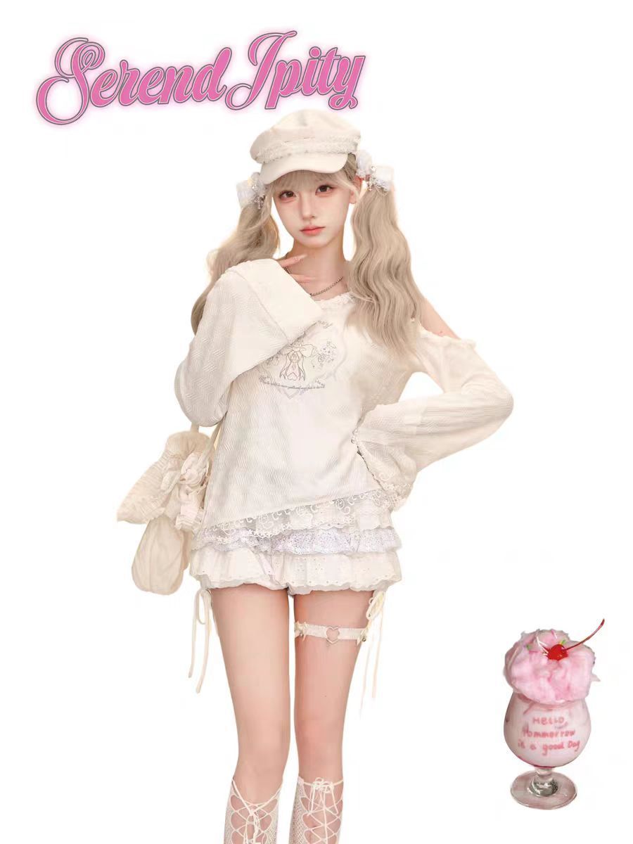 Ensemble 2 pièces Y2K Kawaii m - Elastic Lace Trim avis et prix
